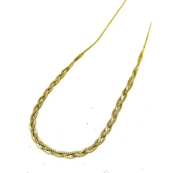 Woven Necklace 14k Yellow Gold 4.1 Grams 16'' Italy Women's Estate Jewel… Necklaces